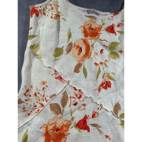Per Una 100% Linen Floral Bias Cut Midi Dress US Size 8L Vtg Y2K Boho Cottage - Picture 6 of 12